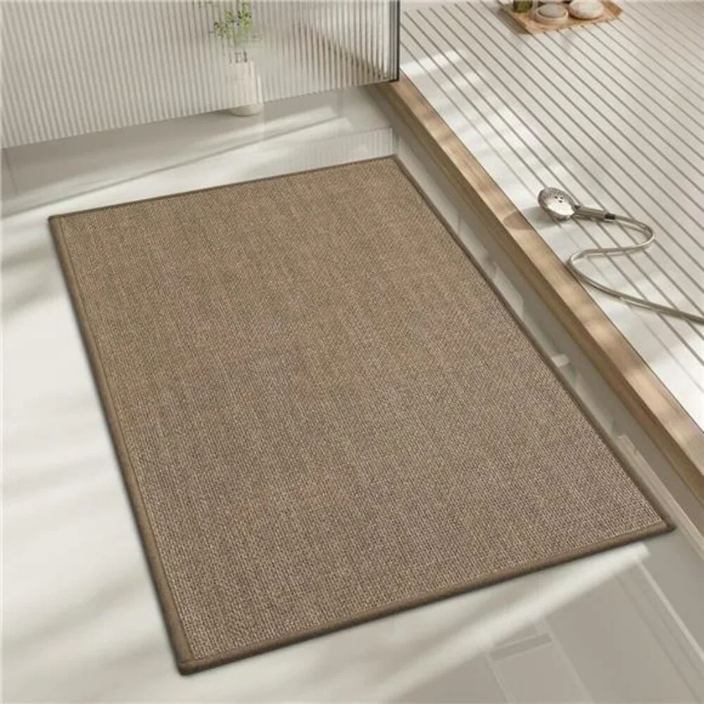 Beige Bathroom Rug 24x17 Thin Non Slip Quick Dry Absorbent Bath Mat Floor Carpet